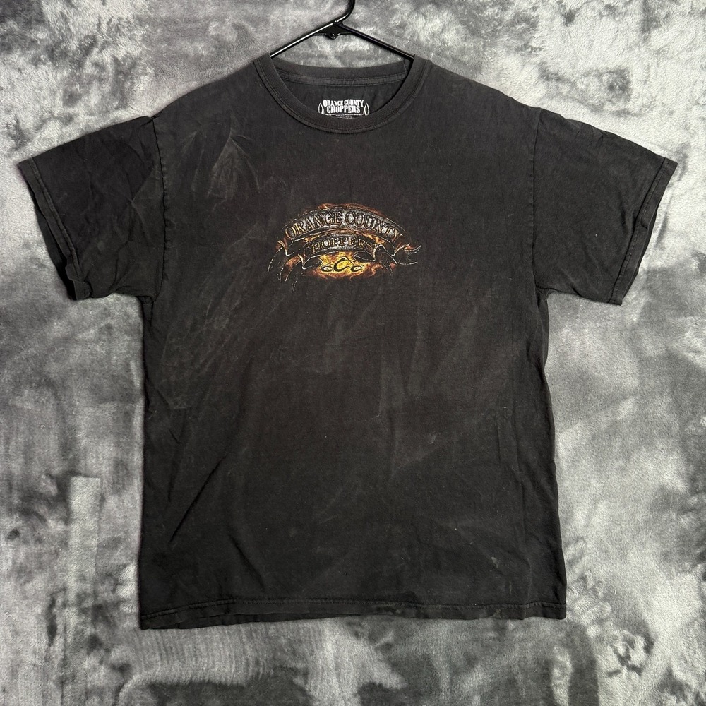 Orange County Choppers Faded Double Sided Black Graphic T-Shirt Size Medium